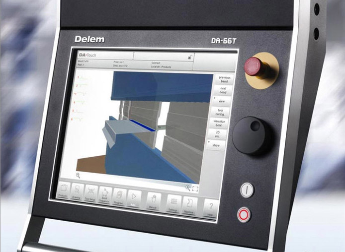 SMD  Системы ЧПУ Delem (DA58T) (Нидерланды)  2D программирование процессов гибки;Сенсорный дисплей TFT 15’’;Функция диагностики;Автоматический контроль по 4-м осям + управление компенсацией прогиба и расчет усилия по заданным параметрам гибки;Библ...