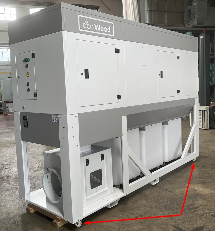 EcoWood FPC GEN2  Колесная платформа  Фильтр оснащен колесной платформой для удобного перемещения внутри цеха 